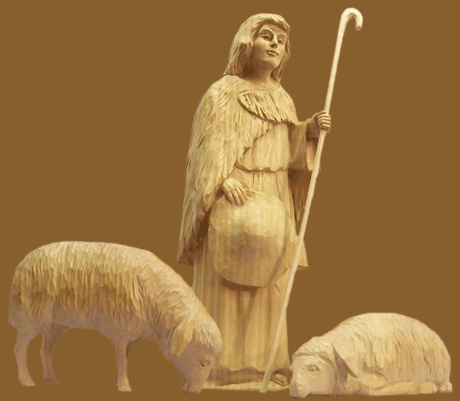 Krippenfiguren "Hirte mit Schafen" 30cm hoch